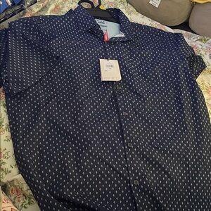 Chaps Navy Geometric Casual Shirt